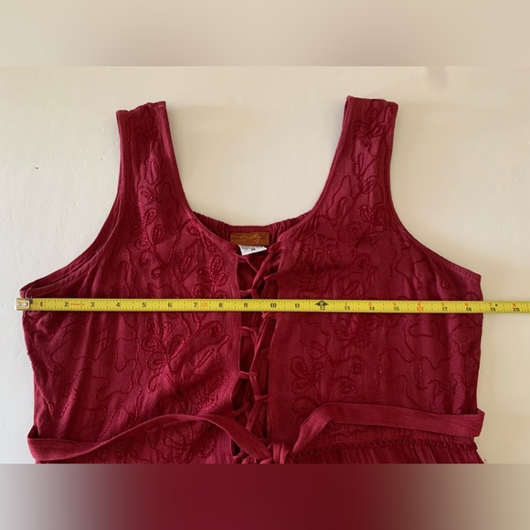 Scully Sleeveless Lace-Up Embroidered Floral Jacquard Tie Waist Midi Dress M - Picture 6 of 10